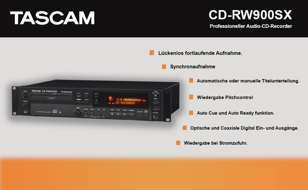 NEU: Tascam CD-RW900SX CD-Rekorder￼